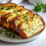 Cheesy zucchini quick bread with golden crust and melted cheese inside