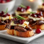 Elegant Smoked Beef Brie Cranberry Crostini