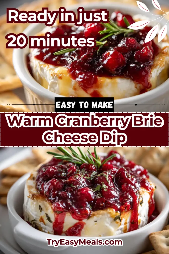 Flaky puff pastry cups filled with brie cheese and cranberry sauce garnished with herbs