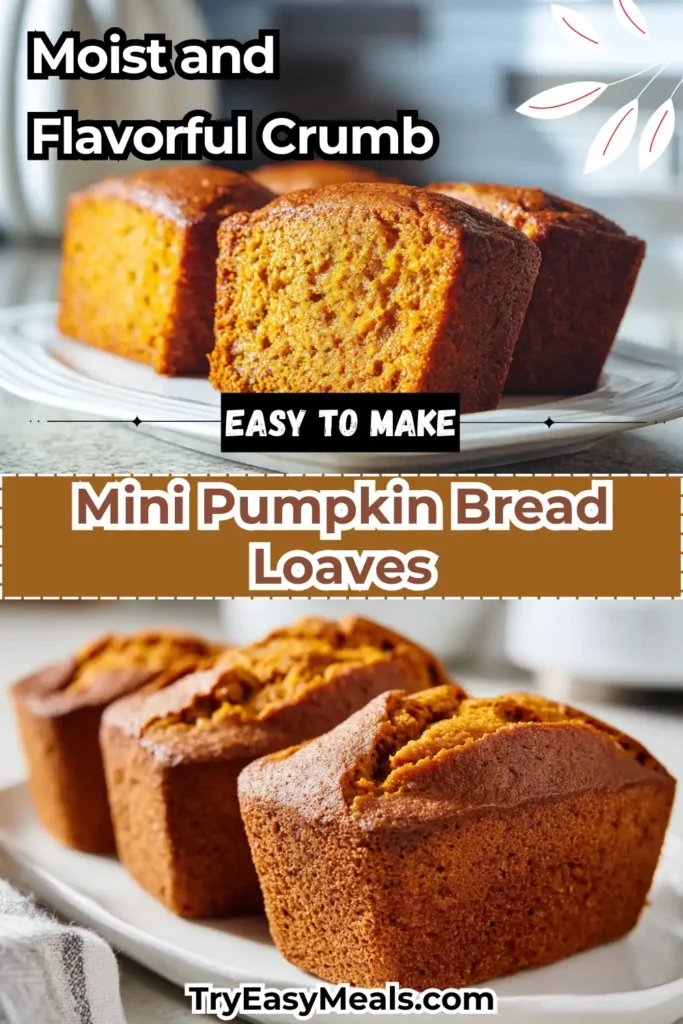Mini pumpkin bread loaves with chocolate chips on a cooling rack warm and moist with spiced aroma