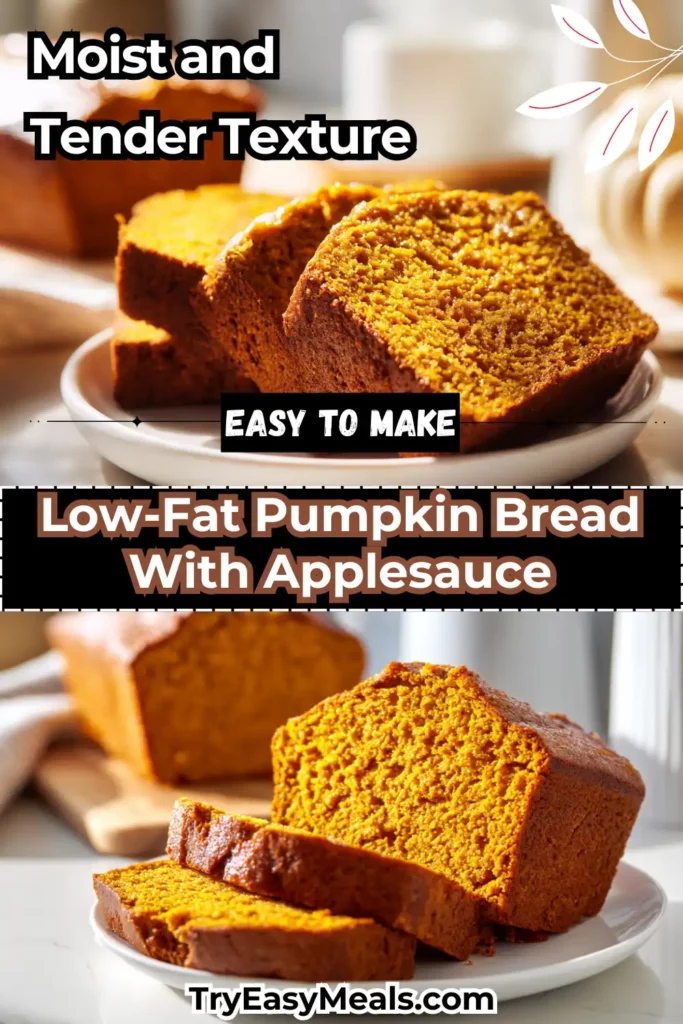 Pumpkin bread with applesauce and cream cheese swirl on a modern plate