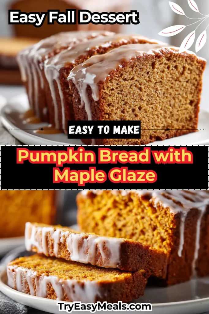 Pumpkin bread with maple glaze and chopped walnuts on top