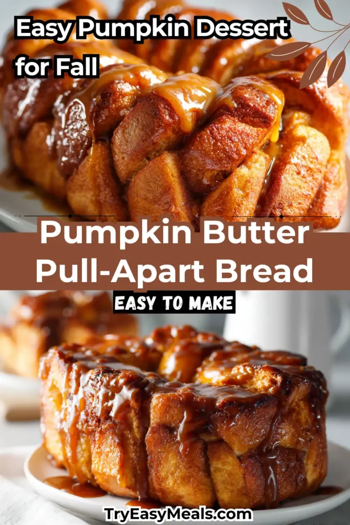 Pumpkin Butter Pull-Apart Bread 1 A golden loaf of Pumpkin Butter Pull Apart Bread with soft gooey layers of pumpkin and spice perfect for fall