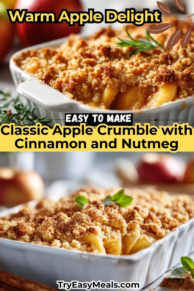Classic Apple Crumble with Cinnamon and Nutmeg dessert topped with buttery crumble and served warm — perfect for apple dessert recipes and cozy gatherings