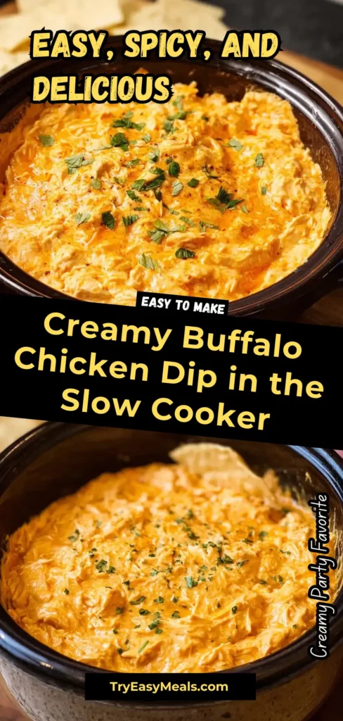 Crock Pot Buffalo Chicken Dip 1 Creamy buffalo chicken dip made in a slow cooker with melted cheese and shredded chicken breast a spicy and healthy crockpot recipe for parties