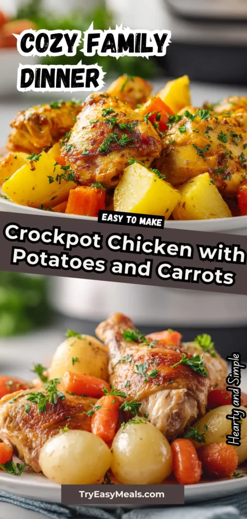 Crockpot Chicken with Potatoes and Carrots – easy healthy and family friendly Crockpot recipe with tender chicken and veggies
