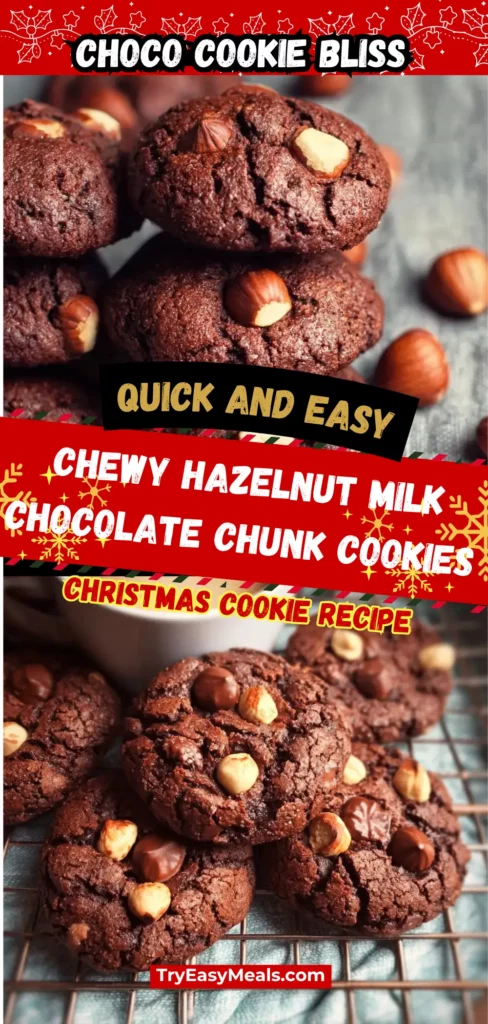Hazelnut chocolate chunk cookies for holiday baking and Christmas treats