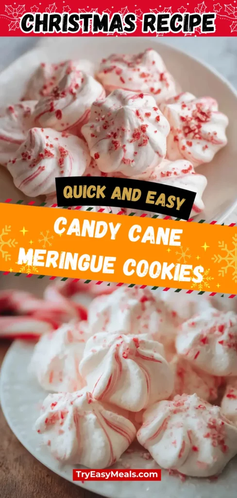 Candy Cane Meringue Cookies 1 Light airy and peppermint perfect These Candy Cane Meringue Cookies are beautiful to gift or serve. A festive addition to your Christmas Baking Ideas for a magical holiday touch