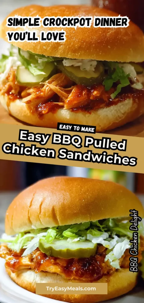 Make these easy BBQ pulled chicken sandwiches in your crockpot for a quick flavorful dinner