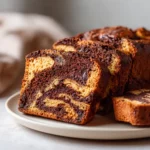 Moist Chocolate Marble Pumpkin Bread with rich cocoa swirl and fall spices