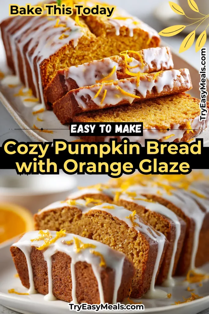 Moist Pumpkin Bread with Orange Glaze topped with citrus drizzle and perfect for Pumpkin Desserts and Fall Bread Recipes