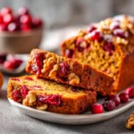 Moist Pumpkin Cranberry Bread with Walnuts