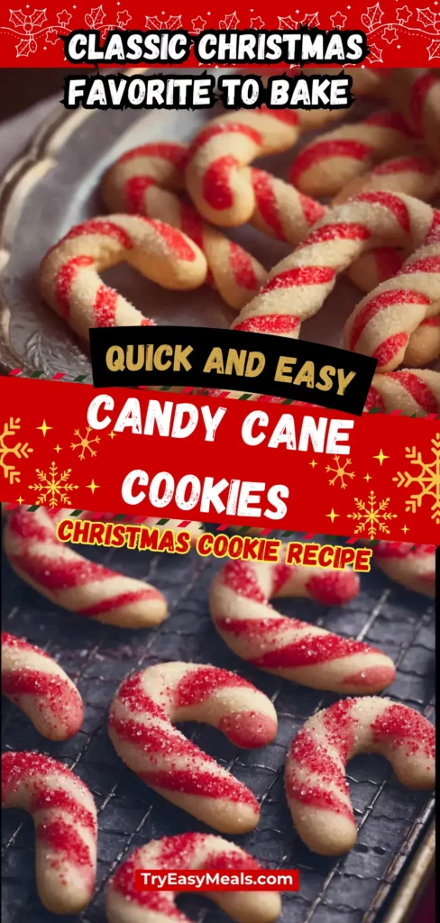 Red and white candy cane cookies on a festive plate — perfect for Christmas baking ideas