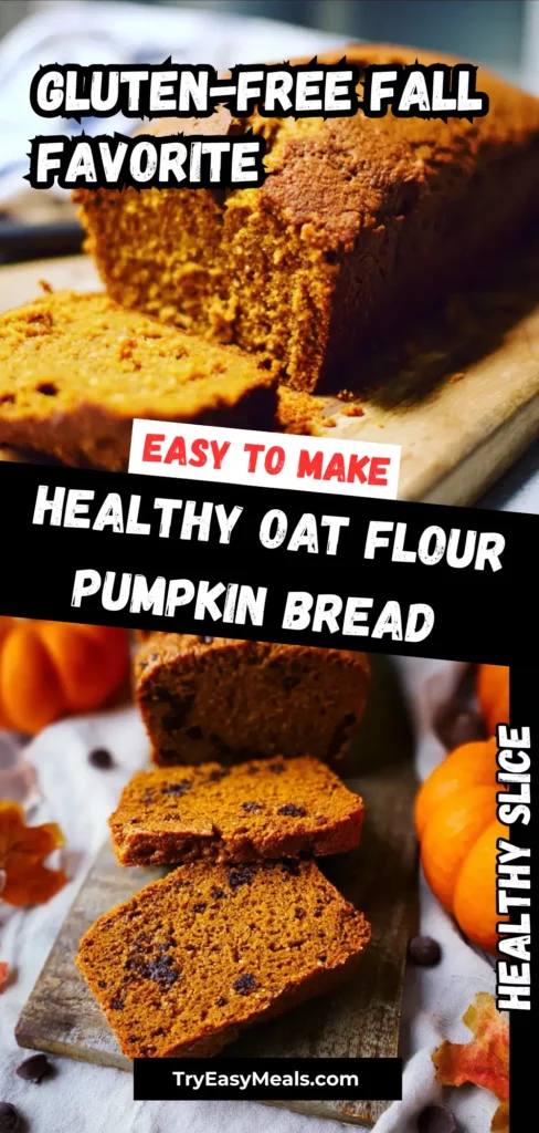 Sliced oat flour pumpkin bread on a rustic table healthy and gluten free