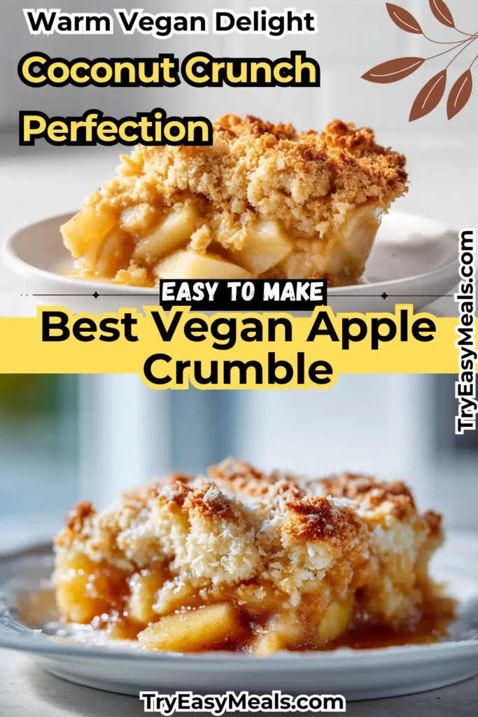 Vegan Apple Crumble with Coconut Topping featuring tender baked apples and crispy golden coconut oats