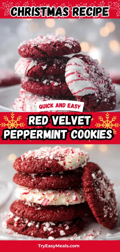 10 1. Red velvet peppermint cookies topped with crushed candy canes for holiday baking