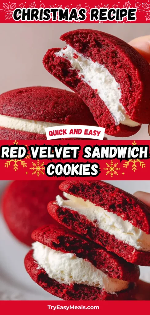 12 1. Red velvet sandwich cookies with marshmallow filling for holiday baking