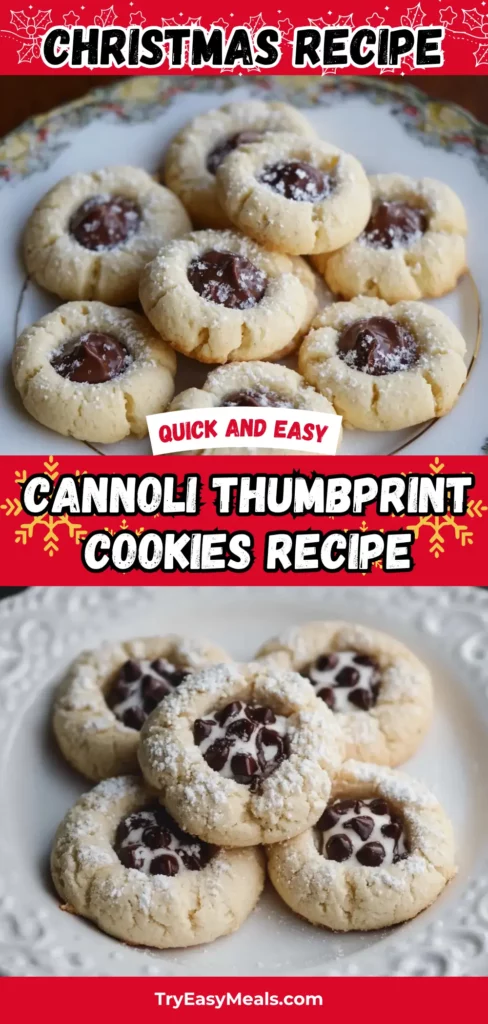 2 1. Cannoli thumbprint cookies with powdered sugar for holiday treats and christmas baking ideas