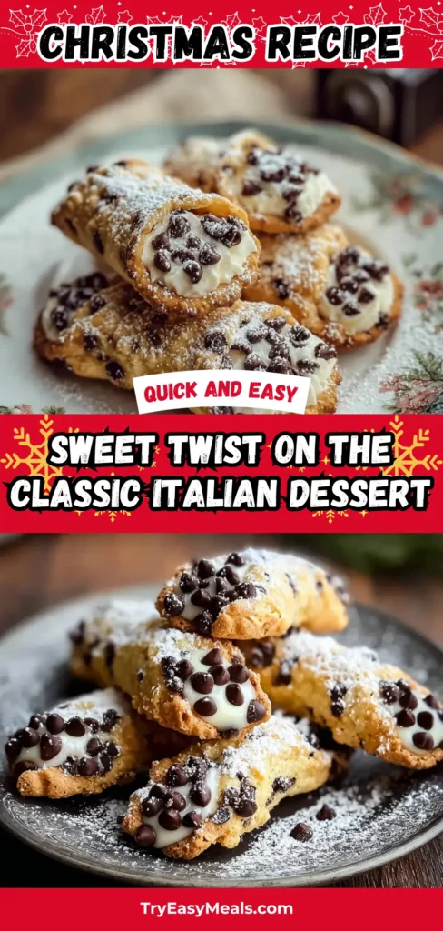 3 1. Festive cannoli cookies arranged on a white tray for christmas cookies recipes and holiday baking