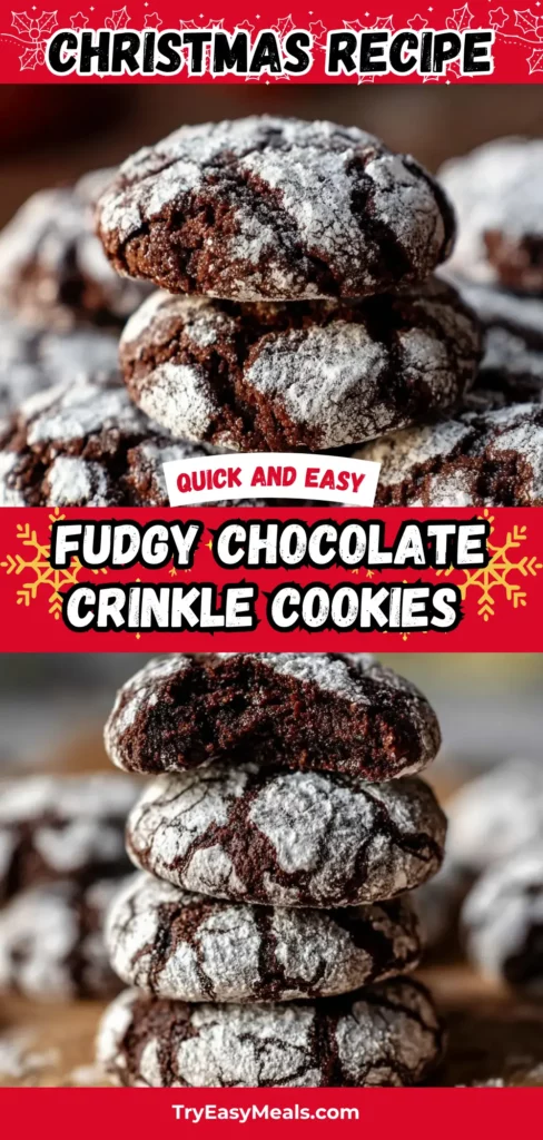 5 1 Fudgy chocolate crinkle cookies dusted with powdered sugar for christmas cookies recipes
