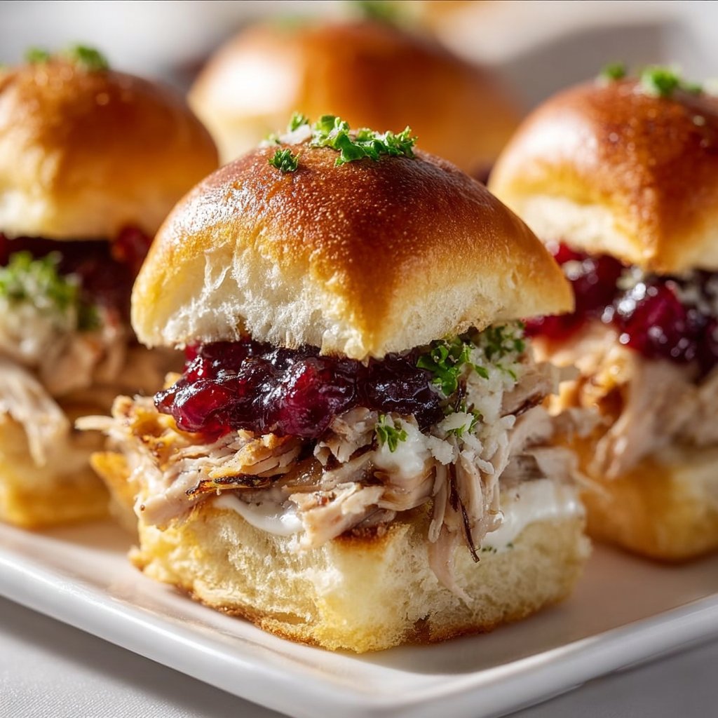 Thanksgiving Leftover Turkey Cranberry Sliders