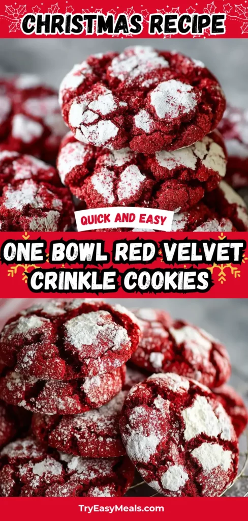8 1.Red velvet crinkle cookies with powdered sugar for xmas cookies and holiday baking