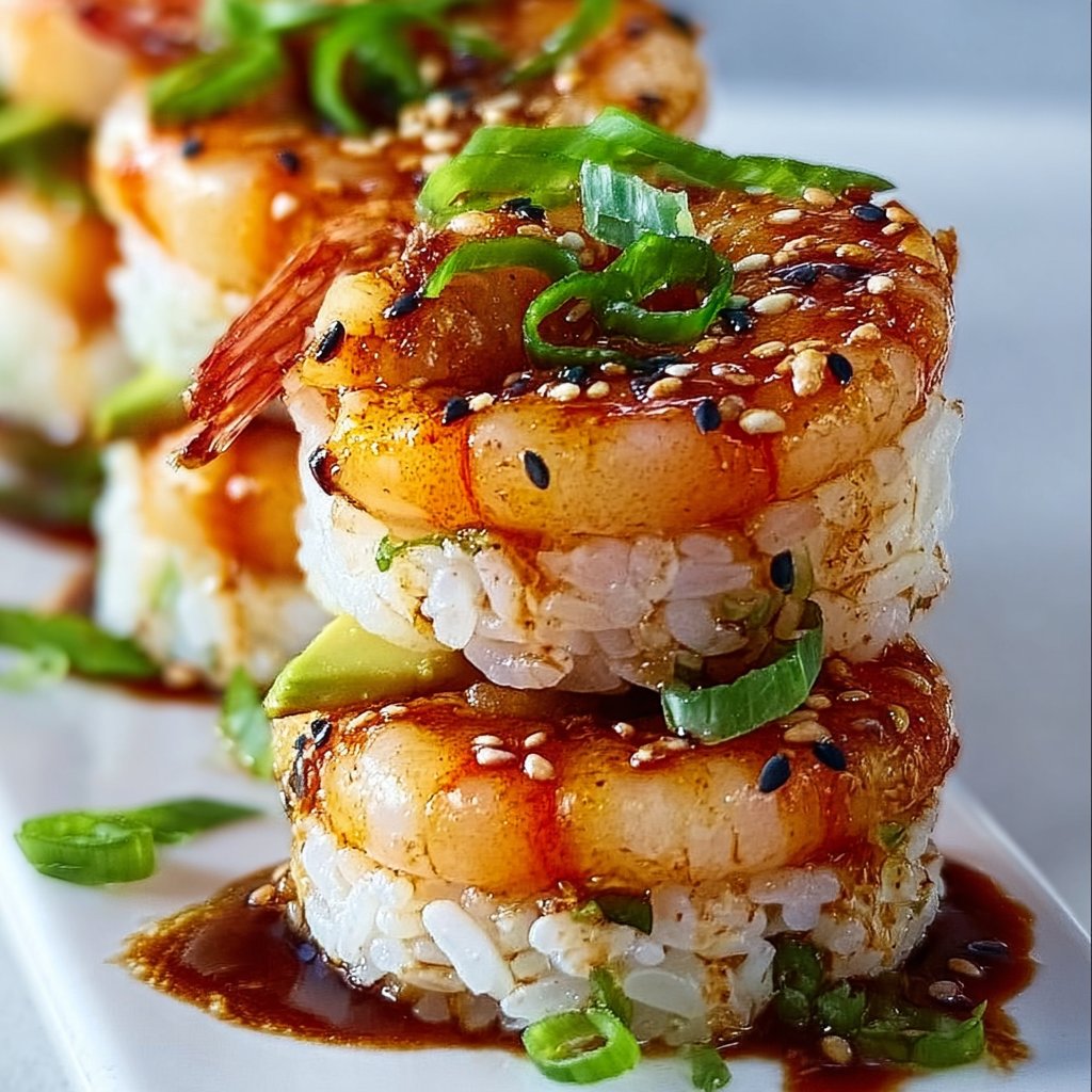 Spicy Shrimp Sushi Stacks