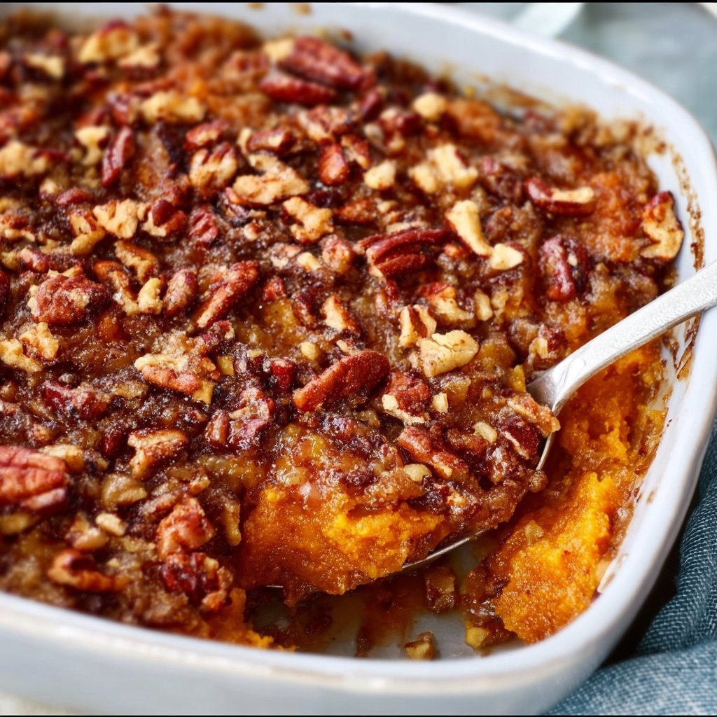Sweet Potato Casserole with Pecan Topping