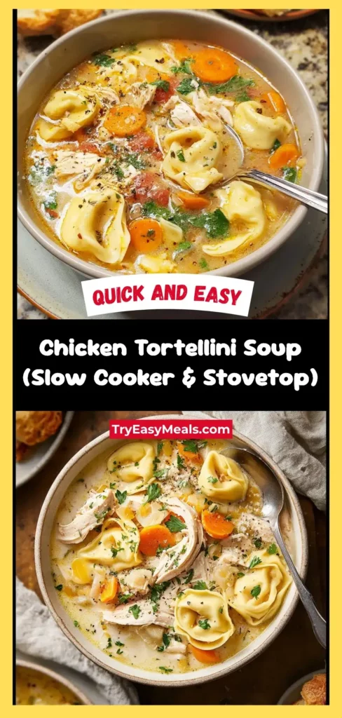 Easy Chicken Tortellini Soup Slow Cooker Stovetop
