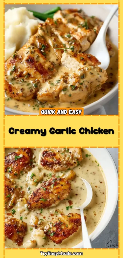 Easy Creamy Garlic Chicken Skillet with Mushrooms and Mashed Potatoes