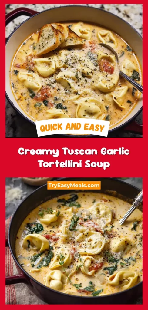 Easy Creamy Tuscan Garlic Tortellini Soup