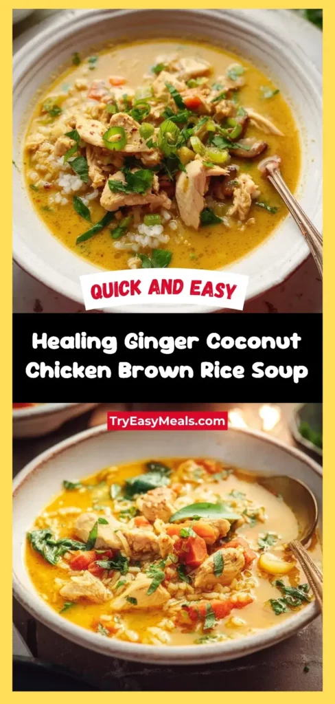 Easy Healing Ginger Coconut Chicken Brown Rice Soup