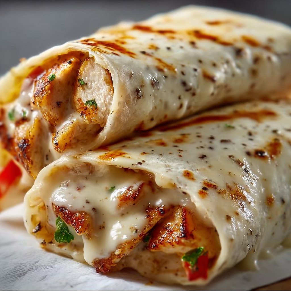 Cheesy Garlic Chicken Wraps