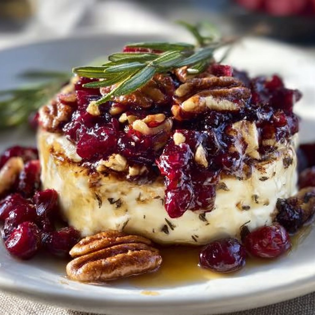 Thanksgiving Brie with Cranberry-Pecan Topping
