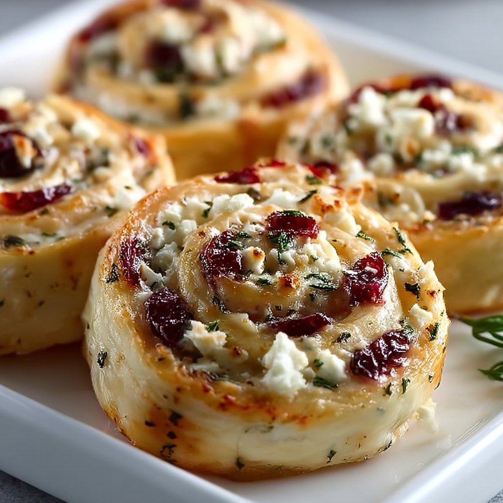 Simple Cranberry Feta Pinwheels with Creamy Cheese