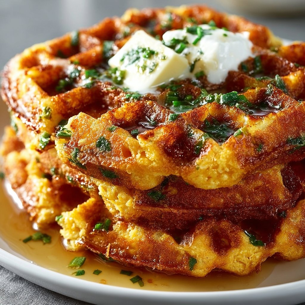 Cheddar Jalapeño Cornbread Waffles