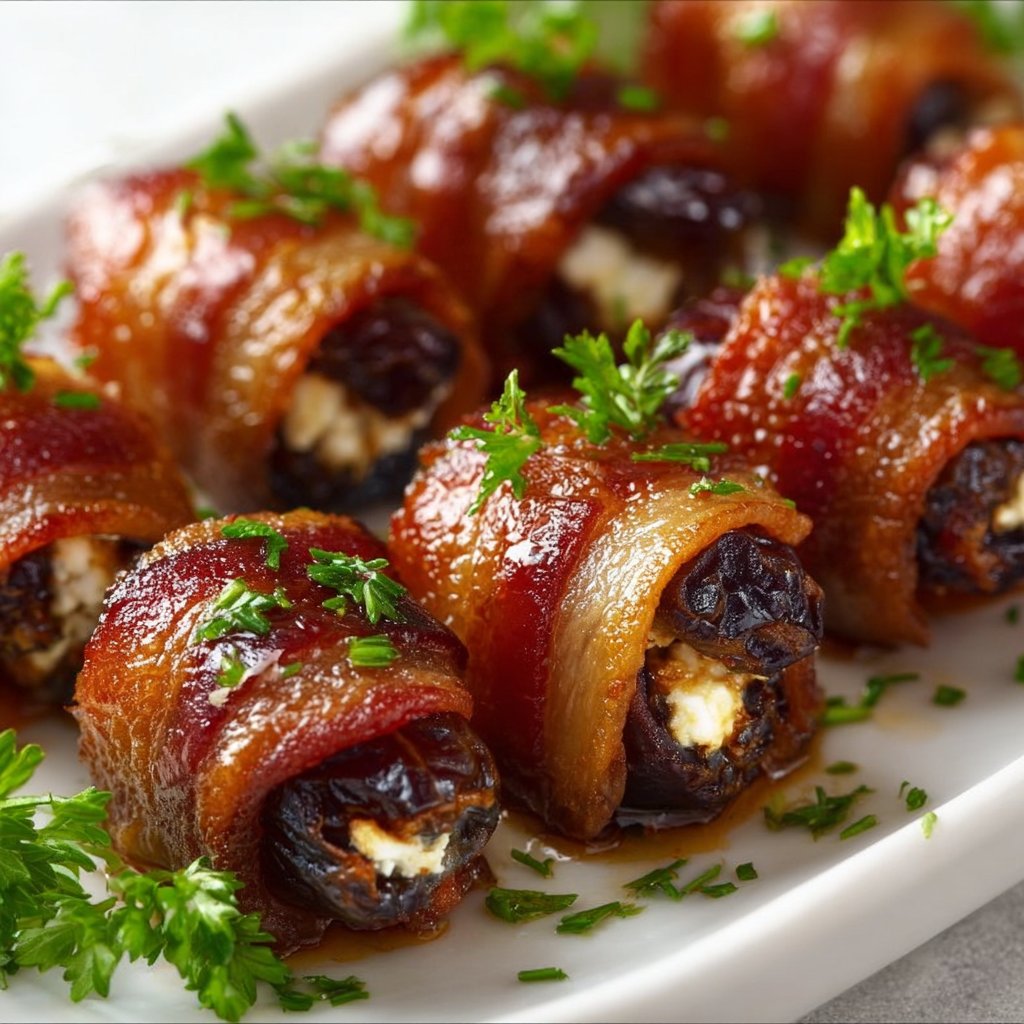 Bacon-Wrapped Date Appetizers with Goat Cheese and Maple Glaze Recipe