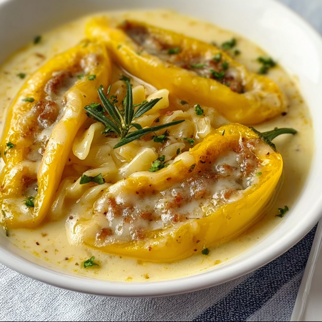Cheesy Stuffed Banana Peppers Soup