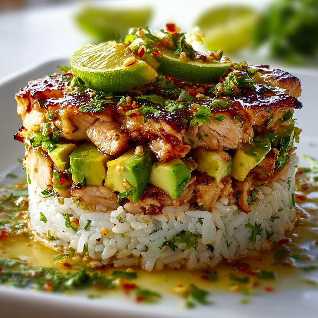 Honey Lime Chicken & Avocado Rice Stack