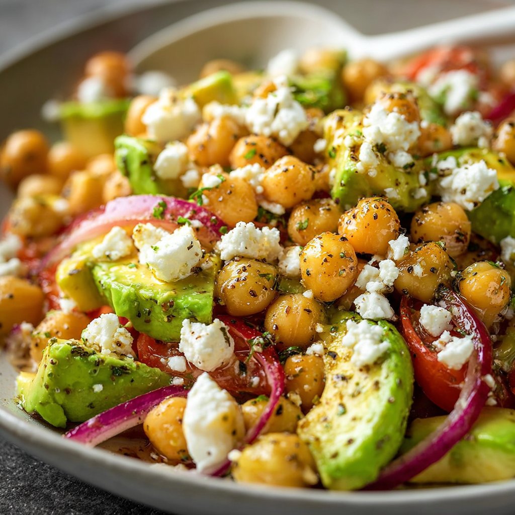 Chickpea Feta Avocado Salad