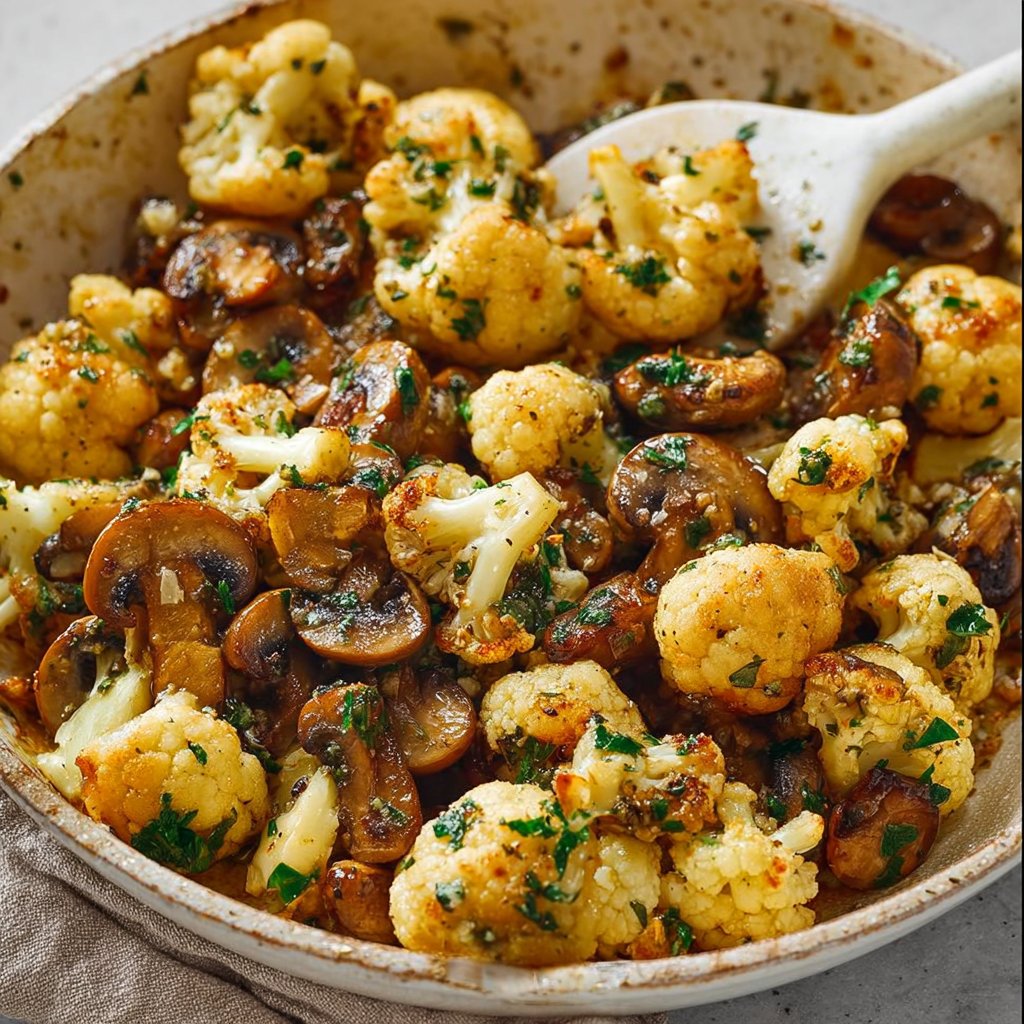Garlic Butter Mushrooms Cauliflower Skillet