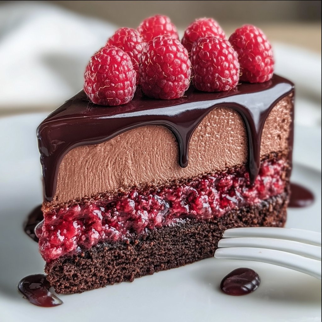 Dark Chocolate Raspberry Mousse Cake