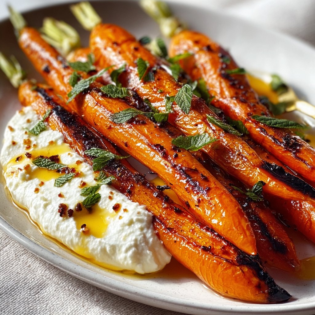 Roasted Carrots with Whipped Ricotta and Hot Honey