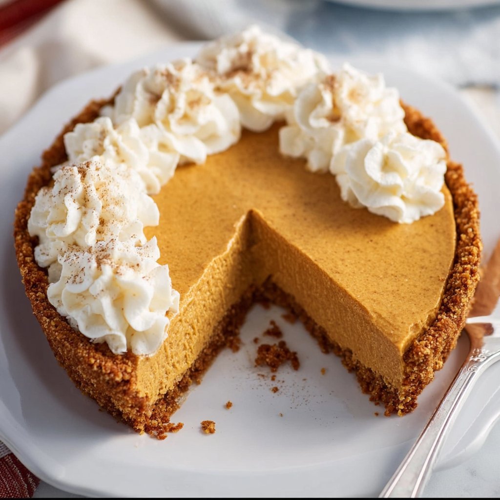 Easy No Bake Pumpkin Pie with a Ginger Snap Cookie Crust