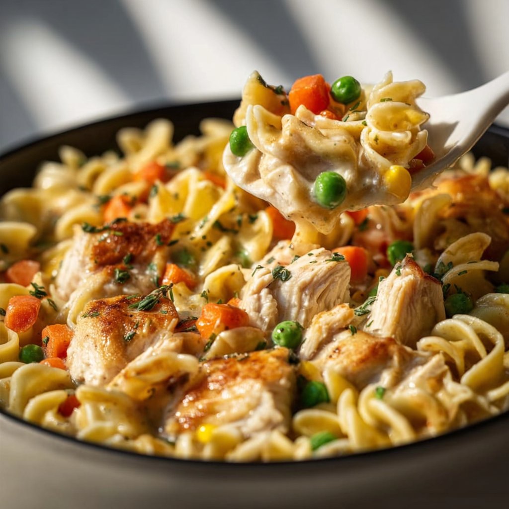 Chicken Pot Pie Noodle Skillet