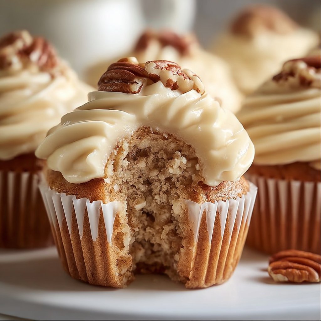 Banana Cinnamon Pecan Cupcakes with Cream Cheese Frosting