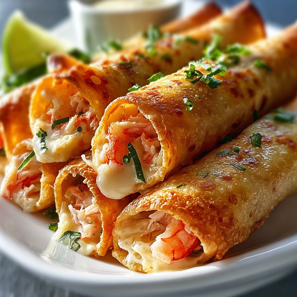 Cheesy Crab and Shrimp Taquitos