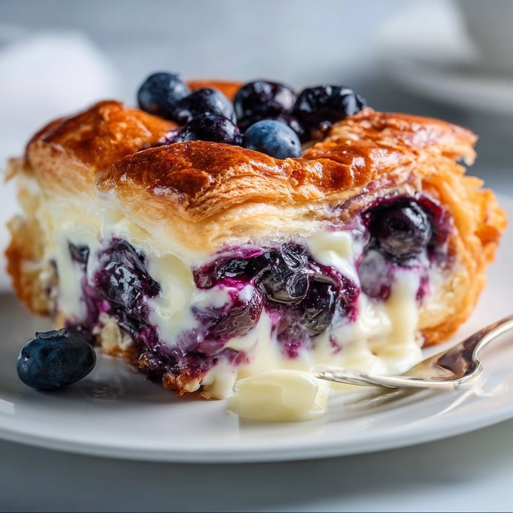 Blueberry Cream Cheese Croissant Casserole
