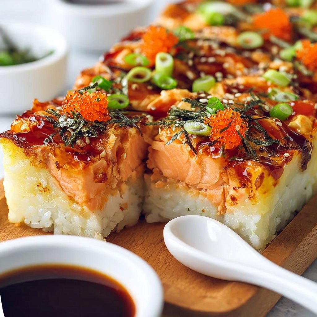 Spicy Salmon Sushi Bake 1 Spicy Salmon Sushi Bake