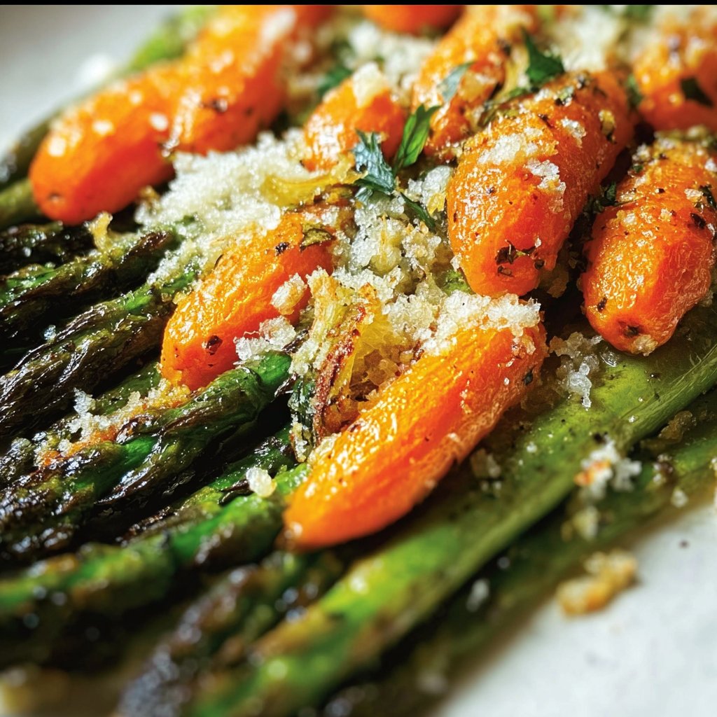 Parmesan Roasted Asparagus and Carrot Medley